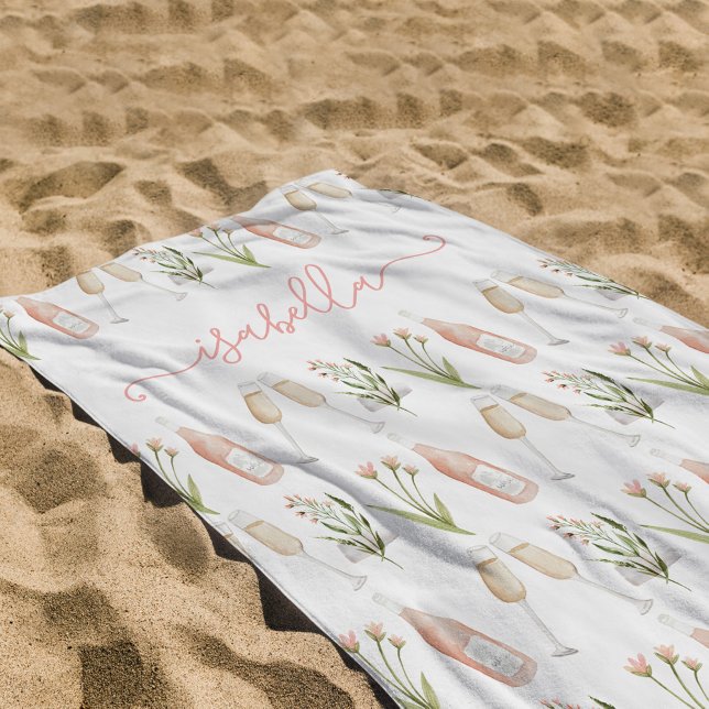 Toalla De Playa Elegante coctelería femenina moderna y rosa (Subido por el creador)