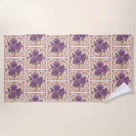 Toalla De Playa Elegante floral vintage nouveau