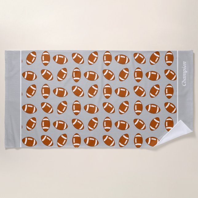 Toalla De Playa Elegante fútbol americano en gris (Anverso)