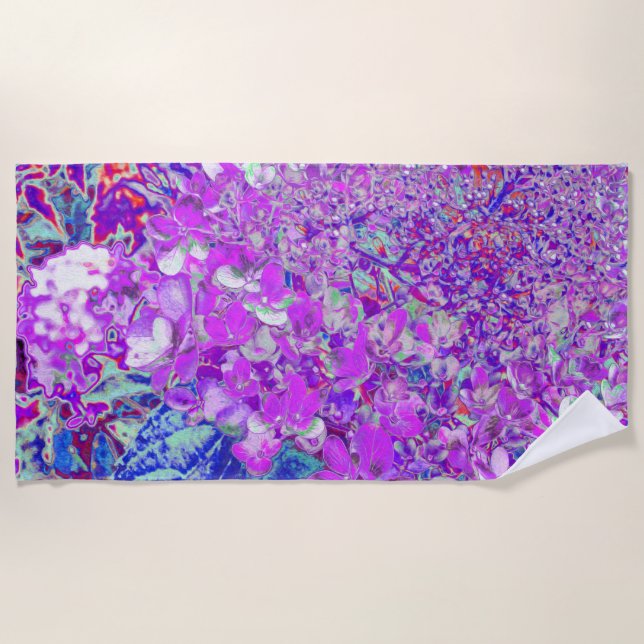 Toalla De Playa Elegante hidrangea liga púrpura y azul (Anverso)