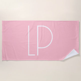 Toalla De Playa Elegante inicial moderna minimalista en rosa paste