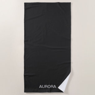 Toalla De Playa Elegante Jet Black Nombre personalizado -