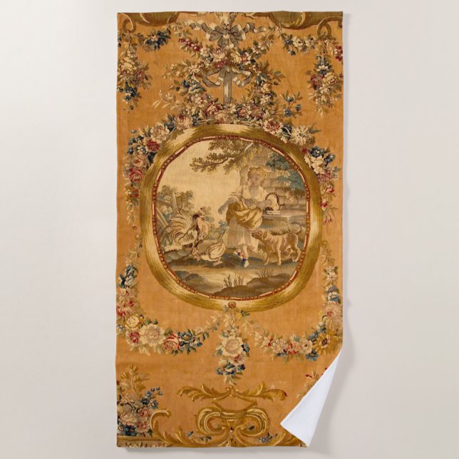 Toalla De Playa Elegante Luis XV Petite Fille Floral (Anverso)