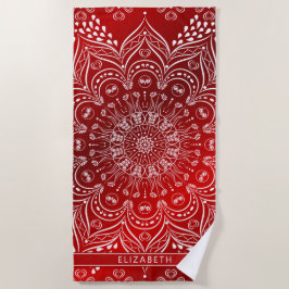 Toalla De Playa Elegante Mandala Red