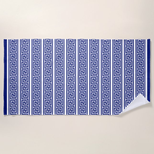 Toalla De Playa Elegante Marina Azul y Blanco (Anverso)