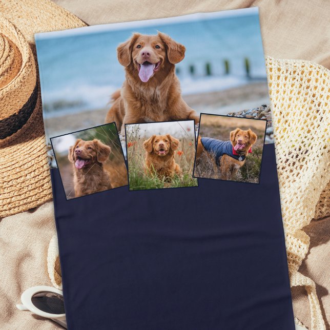Toalla De Playa Elegante Mascota personalizado DOG 4 Collage de fo (Subido por el creador)