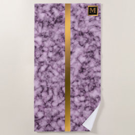 Toalla De Playa Elegante Monogramado Mármol Negro Oro