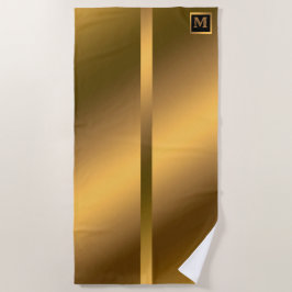 Toalla De Playa Elegante Monogramado Mármol Negro Oro