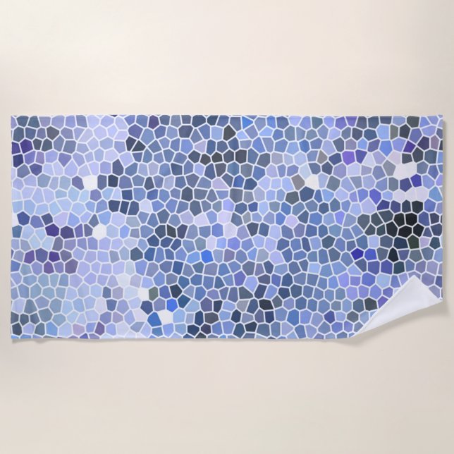 Toalla De Playa Elegante mosaico azul hielo, moderno (Anverso)