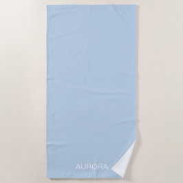 Toalla De Playa Elegante nombre personalizado azul en polvo -