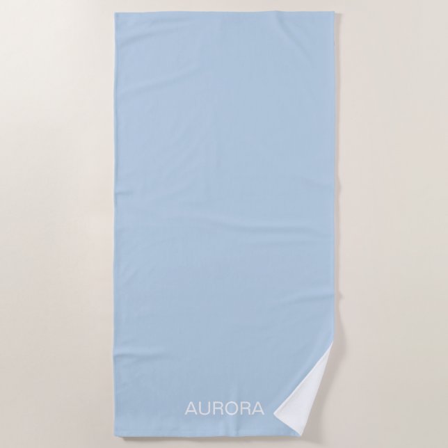 Toalla De Playa Elegante nombre personalizado azul en polvo - (Anverso)