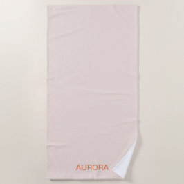 Toalla De Playa Elegante nombre personalizado Rubor Beige