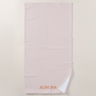 Toalla De Playa Elegante nombre personalizado Rubor Beige