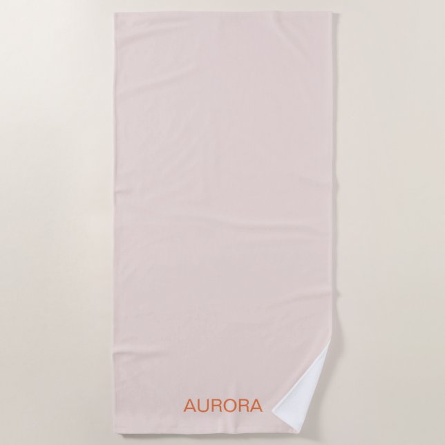 Toalla De Playa Elegante nombre personalizado Rubor Beige (Anverso)