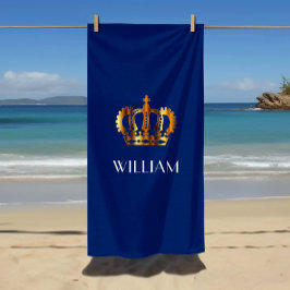 Toalla De Playa Elegante nombre real de la corona de oro azul