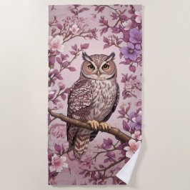 Toalla De Playa Elegante Oveja Floral Púrpura