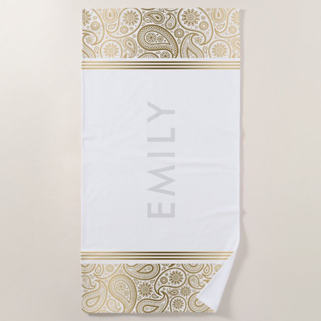 Toalla De Playa Elegante paisaje dorado (Anverso)