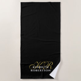 Toalla de playa elegante para hombres con monogram
