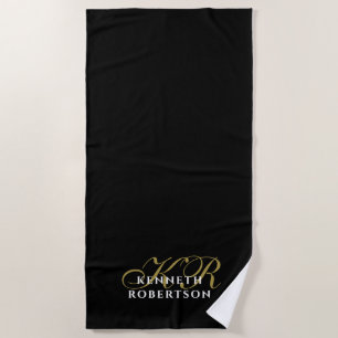 Toalla de playa elegante para hombres con monogram