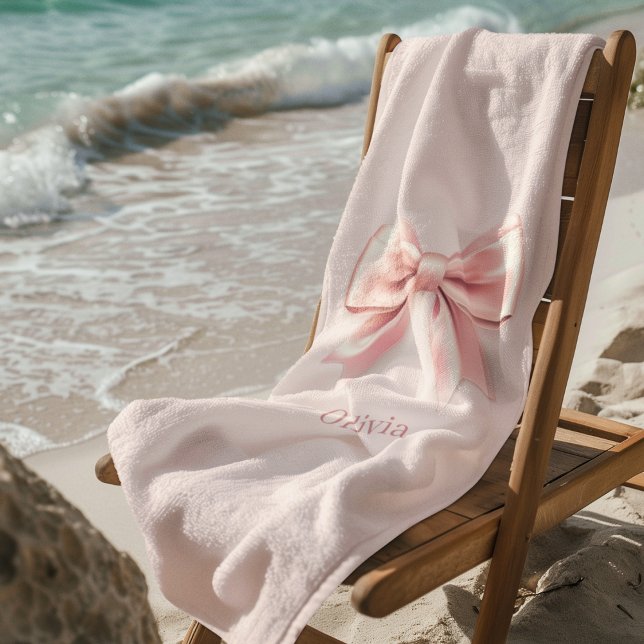 Toalla De Playa Elegante Pastel Rosa y Nombre Personalizado (Subido por el creador)