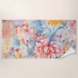 Toalla De Playa Elegante patrón floral colorido Arte japonés