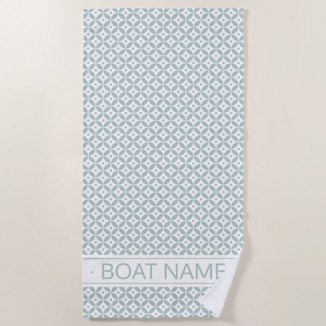 Toalla De Playa Elegante patrón geométrico verde sabio. Personaliz (Anverso)