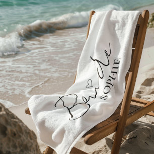 Toalla De Playa Elegante Personalizado Nombre de novia Personali