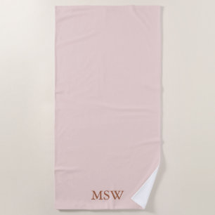 Toalla De Playa Elegante personalizado rosado rosado  monograma mo