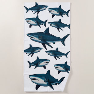Toalla De Playa Elegante pez de tiburón azul y blanco