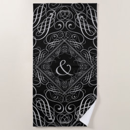 Toalla De Playa Elegante Relieve metalizado plateado Aspecto Filig