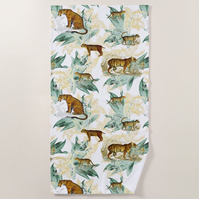 Toalla De Playa Elegante Safari Tropical Salvaje Gatos Leopardo de (Anverso)