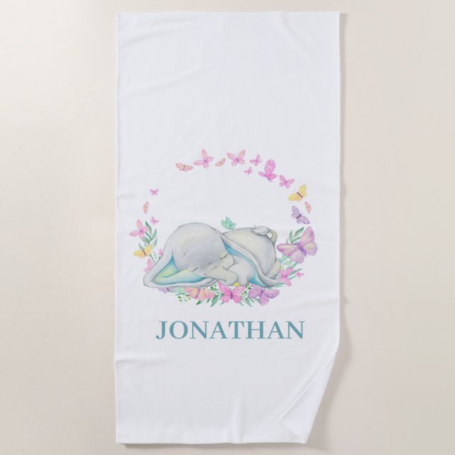 Toalla de playa Elephant AZUL BUTTERFLY (Anverso)