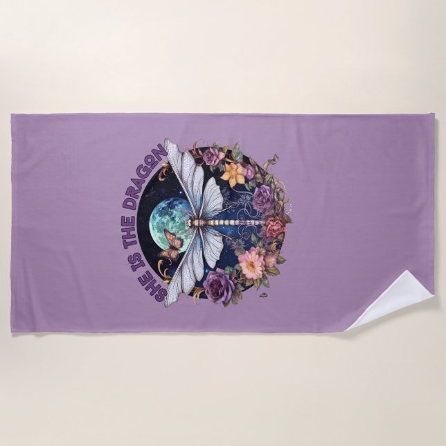 Toalla De Playa Ella Es El Dragón (Anverso)