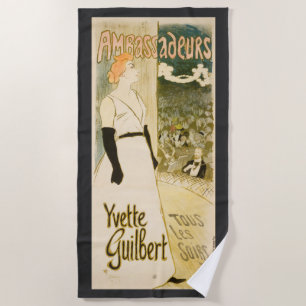 Toalla De Playa Embajadores Yvette Guilbert por Theophile Steinlen
