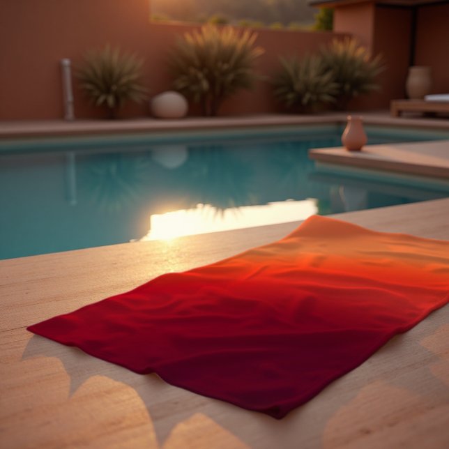 Toalla De Playa Embalses en desvanecimiento - Arte fluido cálido a (Fading Embers Towel. Bask in serene warmth, a luxurious abstract glow for beach or pool.)