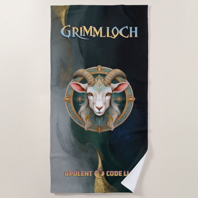 Toalla De Playa Emblema de Cabra de Fantasía RPG Grimmloch (Anverso)