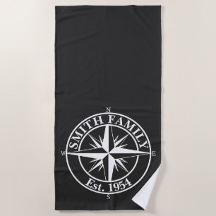 Toalla De Playa Emblema personalizable de monograma de estrella de