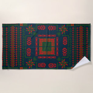 Toalla De Playa Embroideric palestino Tatreez color verde rojo 5 P
