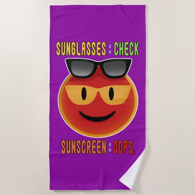 Toalla De Playa Emoji de gafas de sol perjudicial (Anverso)