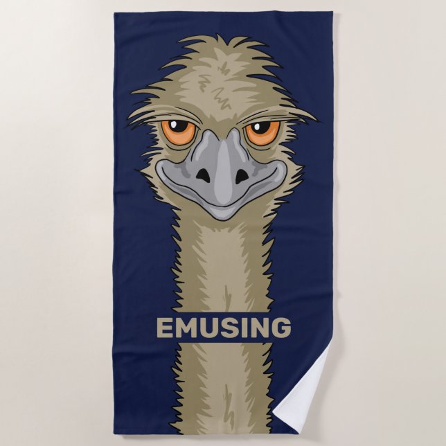 Toalla De Playa Emusing Funny Emu Pun (Anverso)