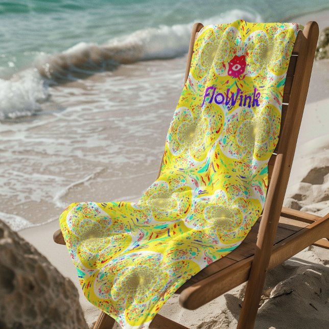 Toalla de playa en espiral amarilla hippie (Subido por el creador)