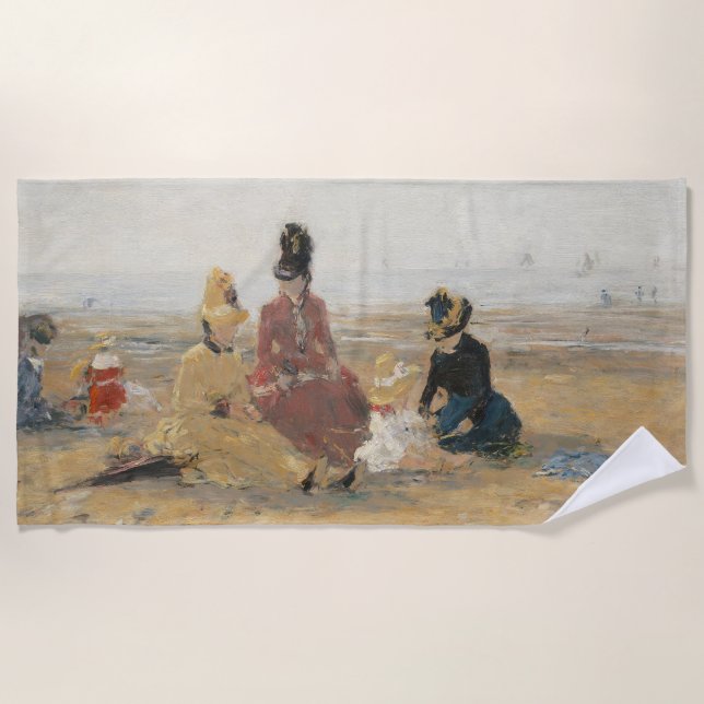 Toalla De Playa En la playa Trouville 1887 por Eugene Boudin (Anverso)