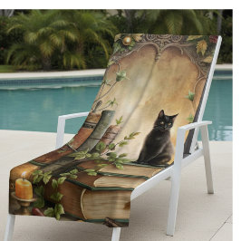 Toalla De Playa Enchanted Black Cat Library
