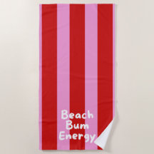 'Energía de Vagabundo de Playa' Rayas Rojas y Rosa