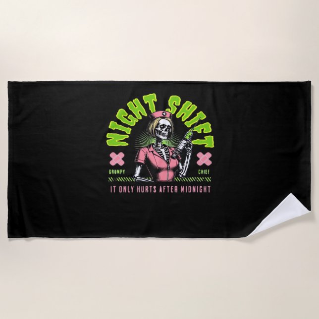 Toalla De Playa Enfermera de turno nocturno - Ideas de regalo de l (Anverso)