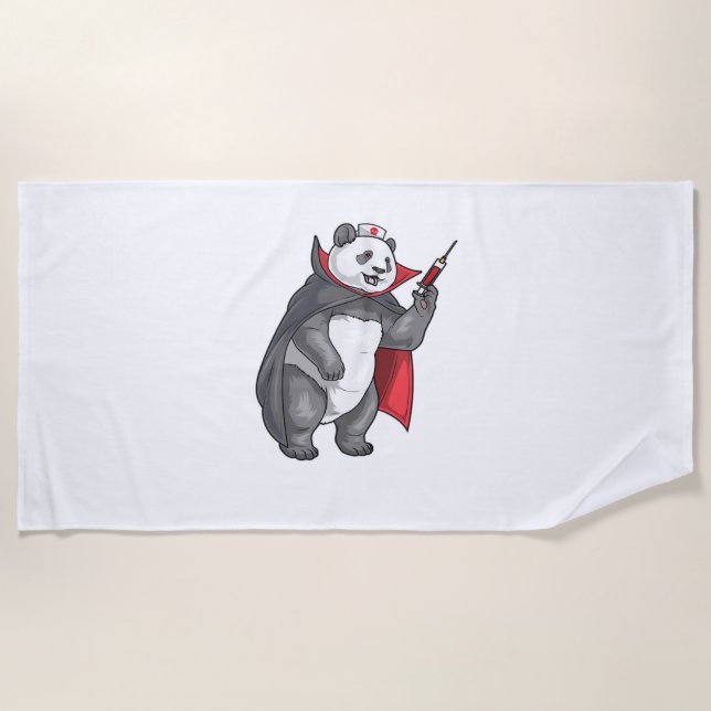Toalla De Playa Enfermera de vampiros de Panda Halloween sobredime (Anverso)
