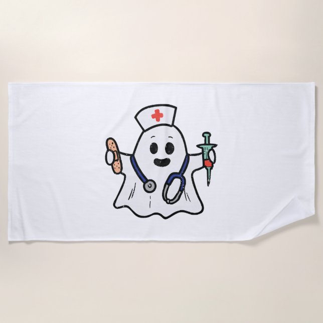 Toalla De Playa Enfermera Ghost Scrub Halloween Vestido Para Enfer (Anverso)