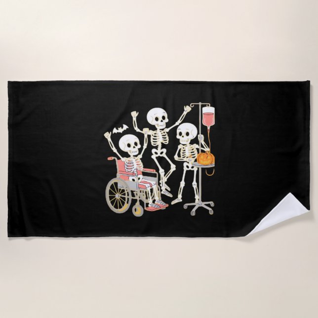 Toalla De Playa Enfermera Skeleton Funny Halloween Healthcare Esse (Anverso)