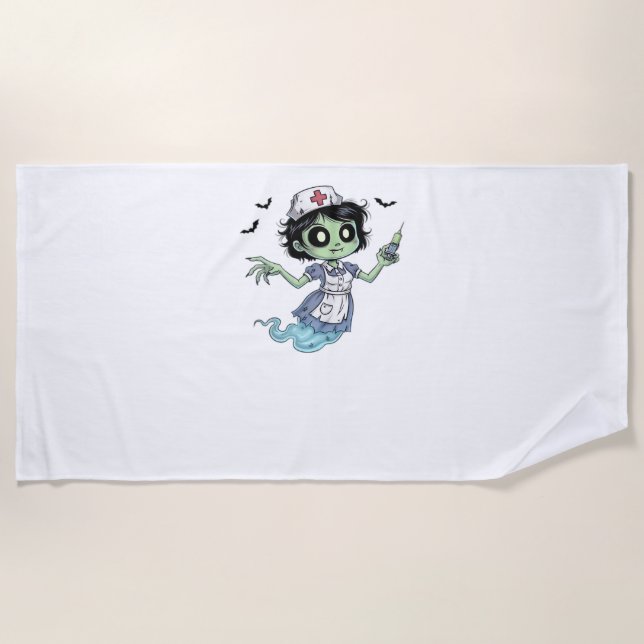 Toalla De Playa Enfermero fantasma, cuidado espeluznante y angusti (Anverso)
