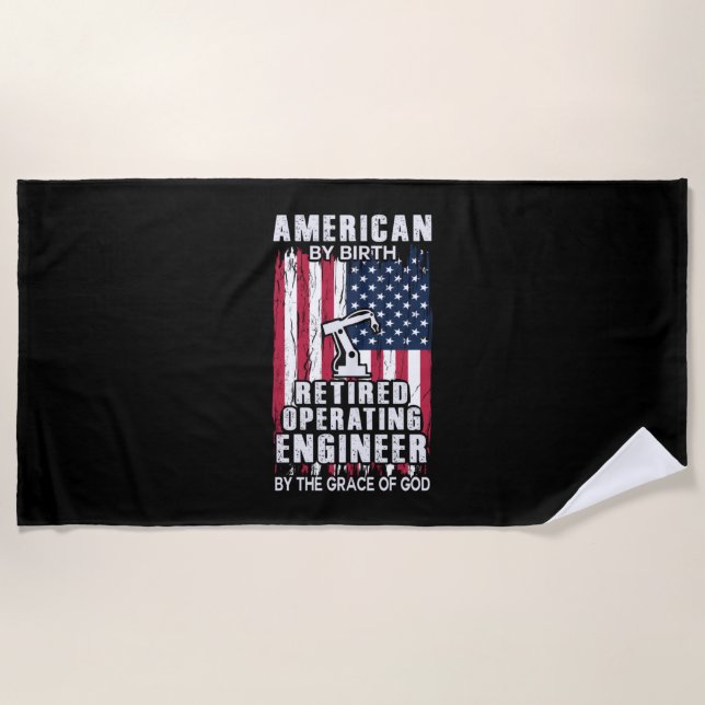 Toalla De Playa Engineer American Retired Operating Engineer (Anverso)
